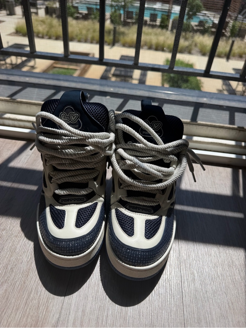 Louis Vuitton Navy and White High-Top Skater